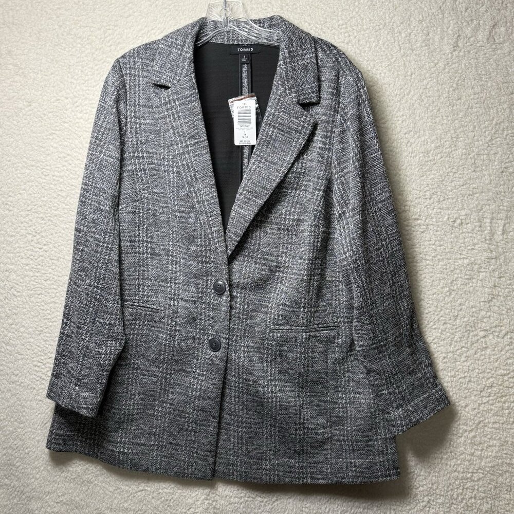 Torrid Blazer Longline Knit Blazer Jacket Gray Size 1 1X 14-16 NWT